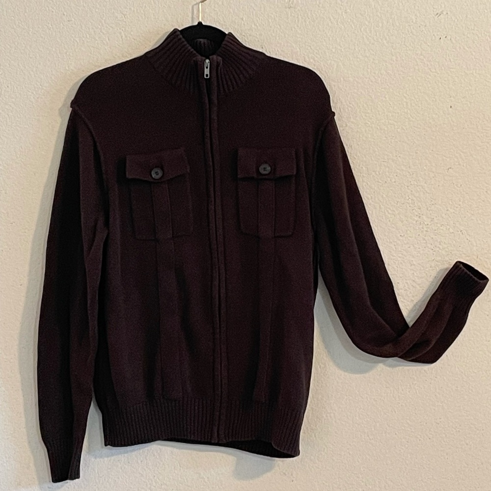 CARDIGAN MENS BROWN FULL ZIP